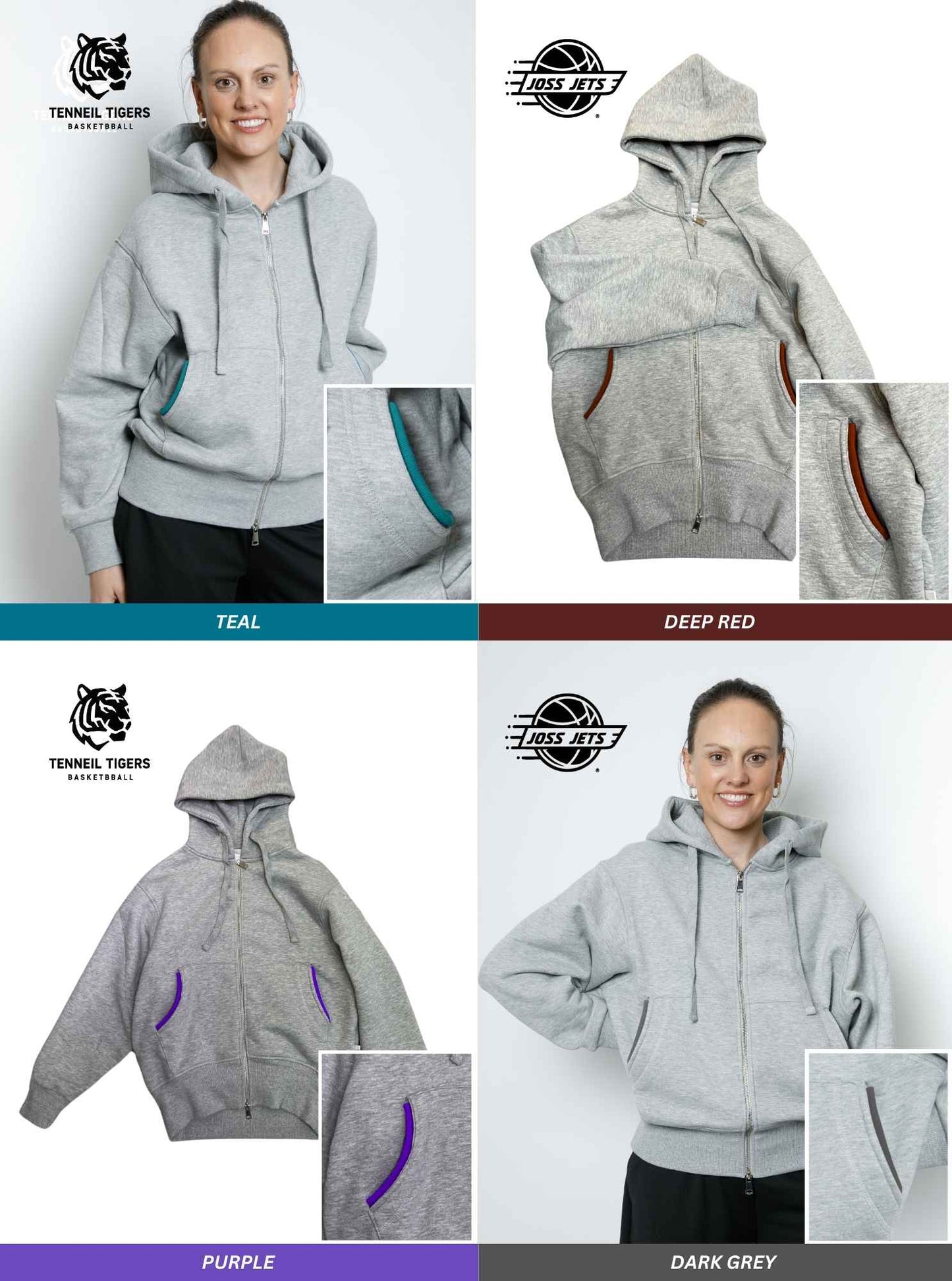 Hoops Grey Marl Hoodie - Pick Your Colour