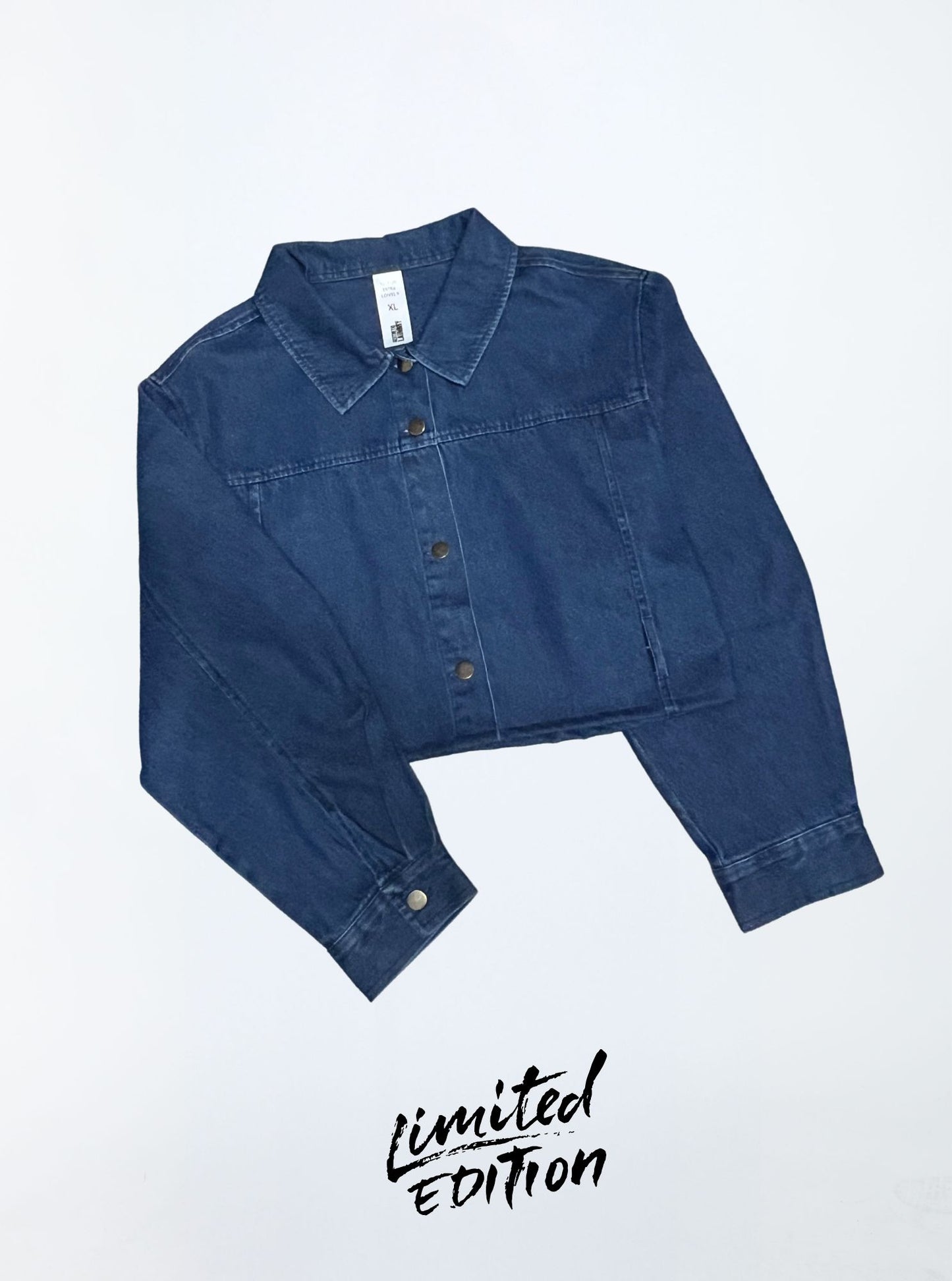 Crossover Cropped Denim Jacket - Indigo