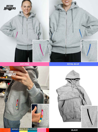 Hoops Grey Marl Hoodie - Pick Your Colour