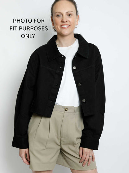 Crossover Cropped Denim Jacket - Indigo